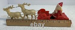 Vintage Celluloid SANTA CLAUS & SLEIGH WITH 2 REINDEERS Christmas JAPAN 1930's