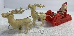 Vintage Celluloid SANTA CLAUS & SLEIGH WITH 2 REINDEERS Christmas JAPAN 1930's