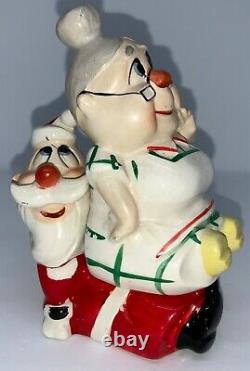 Vintage Ceramic Kreiss Salt & Pepper Mrs. Claus Sitting On Santa Claus