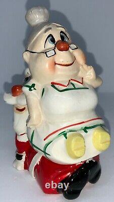 Vintage Ceramic Kreiss Salt & Pepper Mrs. Claus Sitting On Santa Claus