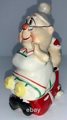 Vintage Ceramic Kreiss Salt & Pepper Mrs. Claus Sitting On Santa Claus