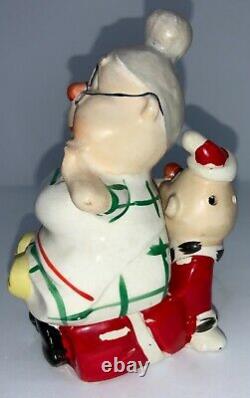 Vintage Ceramic Kreiss Salt & Pepper Mrs. Claus Sitting On Santa Claus