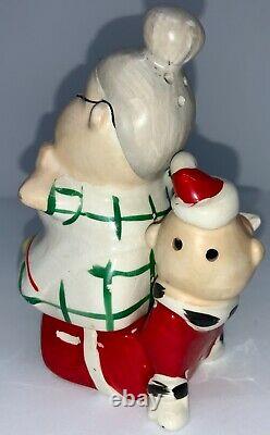 Vintage Ceramic Kreiss Salt & Pepper Mrs. Claus Sitting On Santa Claus