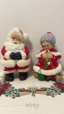 Vintage Ceramic Mr & Mrs Large Winking Santa