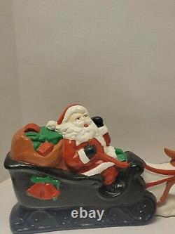 Vintage Ceramic Santa Claus Sleigh Rudolph Figure