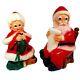 Vintage Chalkware Mr & Mrs. Santa Claus Coin Bank Statues Christmas Decoration