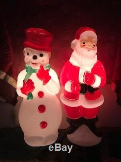 Vintage Christmas 1974 Carolina Enterprises Santa Claus & Snow Man 23 Blow Mold
