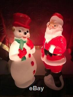 Vintage Christmas 1974 Carolina Enterprises Santa Claus & Snow Man 23 Blow Mold