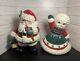 Vintage Christmas Ceramic Winking Santa With Lantern & Waving Mrs Claus Decor 12