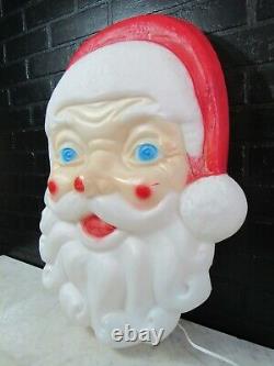 Vintage Christmas Empire Plastic Blow Mold Giant Santa Claus Face Light Up 24
