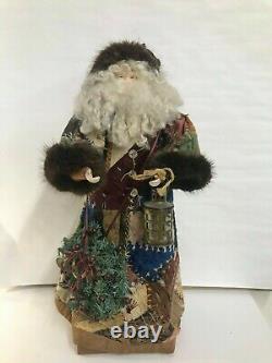 Vintage Christmas Handmade Santa Claus Folk Art Vtg Quilt Figure Handmade