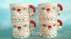 Vintage Christmas Holt Howard Starry Eyed Santa 1960s Mugs Cups Set of Four
