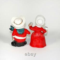 Vintage Christmas Menschik Goldman Cowboy Santa Mrs Claus Western Salt & Pepper