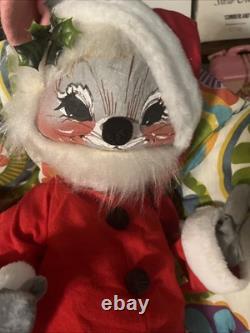 Vintage Christmas Mouse Dolls 30 Santa Claus Mouse Gray Mice's Very Rare Look