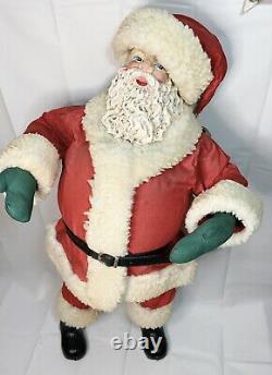 Vintage Christmas OOAKA Santa Claus PWF Taiwan 26 Fabric Mache Doll Figure Prop