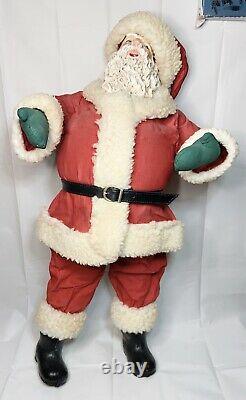 Vintage Christmas OOAKA Santa Claus PWF Taiwan 26 Fabric Mache Doll Figure Prop