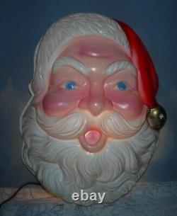 Vintage Christmas Plastic Santa Claus Face Head Light Decoration