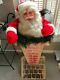 Vintage Christmas Plush Waving Santa Claus Giant Display Piece Chimney Lights