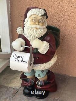 Vintage Christmas Santa Claus Drop Trou Statue Custom Blow Mold Hand Painted Res
