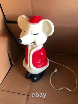 Vintage Christmas Santa Claus Mouse Hard Plastic Lighted Figure 15