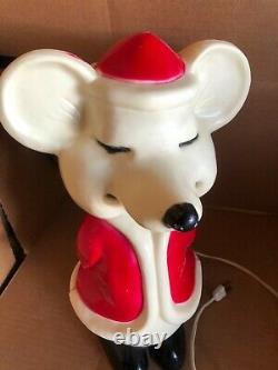 Vintage Christmas Santa Claus Mouse Hard Plastic Lighted Figure 15