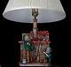 Vintage Christmas Santa Claus Workshop Table Lamp Elves Elf 1979 Art Studio