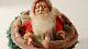 Vintage Christmas Santa Claus In Basket Netted Candy Holder Htf