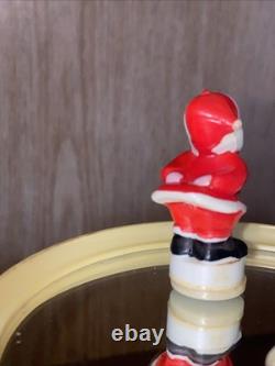 Vintage Christmas Santa Mr & Mrs Claus Ice Skating Music Box Dancing Works 4.25