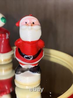 Vintage Christmas Santa Mr & Mrs Claus Ice Skating Music Box Dancing Works 4.25