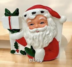 Vintage Christmas Santa Planter Vase Pocket MCM Decor 5 Gift Present Kitsch 3D