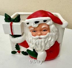 Vintage Christmas Santa Planter Vase Pocket MCM Decor 5 Gift Present Kitsch 3D