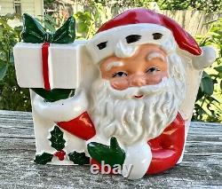 Vintage Christmas Santa Planter Vase Pocket MCM Decor 5 Gift Present Kitsch 3D