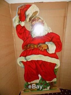 Vintage Christmas Stand-Up Cardboard Santa Claus 3 Feet Original Box 1950's