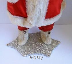 Vintage Christmas Waving Santa Claus Figure16 TallPaper Mache HeadGlitter