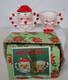 Vintage Commodore Ceramic Christmas Santa & Mrs Claus Candy Cane Creamer & Sugar