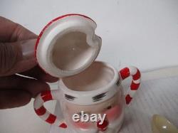Vintage Commodore Ceramic Christmas Santa & Mrs Claus Candy Cane Creamer & Sugar