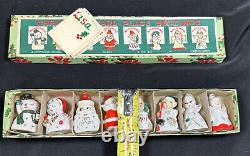 Vintage Commodore Japan Ceramic Christmas Place Card Holders Original Box 5O