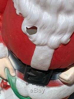 Vintage Empire 46 Santa Claus Christmas Lighted Blow Mold Toy Sack Blue Eye Htf