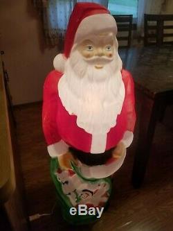 Vintage Empire 46 Santa Claus Christmas Lighted Blow Mold Toy Sack TESTED