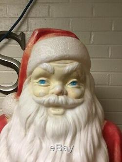 Vintage Empire 48 Santa Claus Christmas Lighted Blow Mold Toy Sack Great Patina