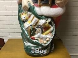 Vintage Empire 48 Santa Claus Christmas Lighted Blow Mold Toy Sack Great Patina