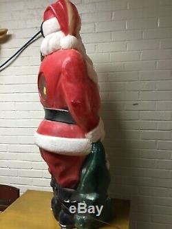 Vintage Empire 48 Santa Claus Christmas Lighted Blow Mold Toy Sack Great Patina