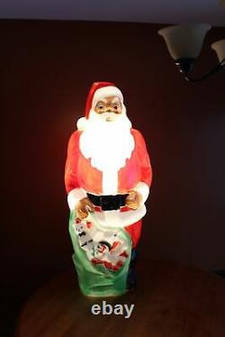 Vintage Empire Blow Mold 46 African American Black Santa Claus with Light Cord