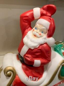 Vintage Empire Large Santa Claus in Sleigh Sled Christmas Blow Mold 37x39