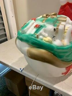 Vintage Empire Large Santa Claus in Sleigh Sled Christmas Blow Mold 37x39