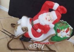 Vintage Empire Large Santa Claus in Sleigh/ Sled Christmas Blow Mold lights up