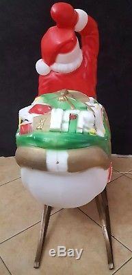 Vintage Empire Large Santa Claus in Sleigh/ Sled Christmas Blow Mold lights up