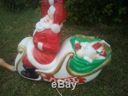 Vintage Empire Large Santa Claus in Sleigh Sled with Deer, Christmas Blow Mold