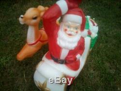 Vintage Empire Large Santa Claus in Sleigh Sled with Deer, Christmas Blow Mold