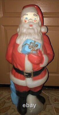 Vintage Empire Santa Claus Blue Present Christmas Blow Mold Outdoor